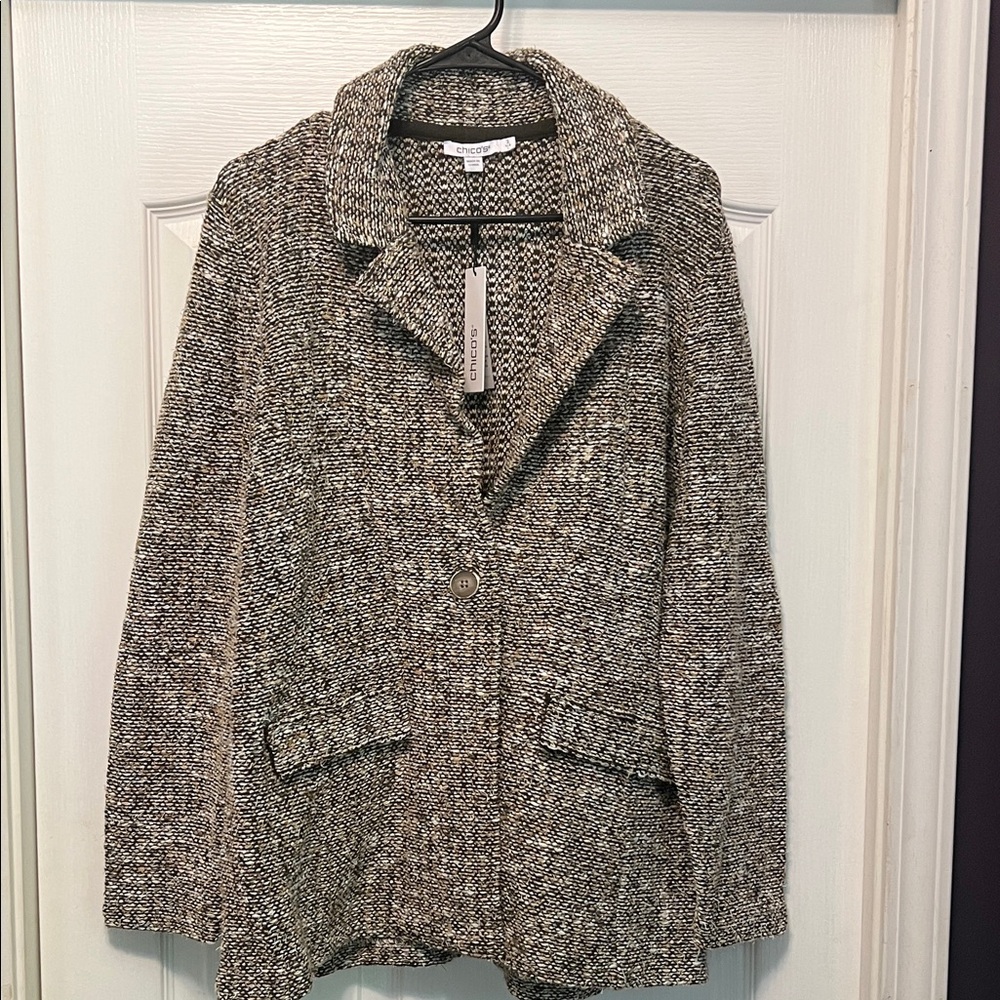 Chico's Olive and Black Tweed Blazer
